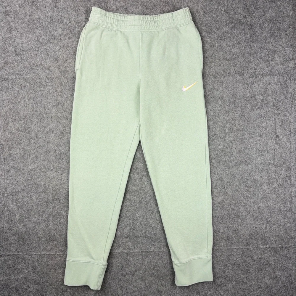 Nike Club Fleece Joggers Kids Large Sage Green Sweatpants Drawstring Swoosh Gym